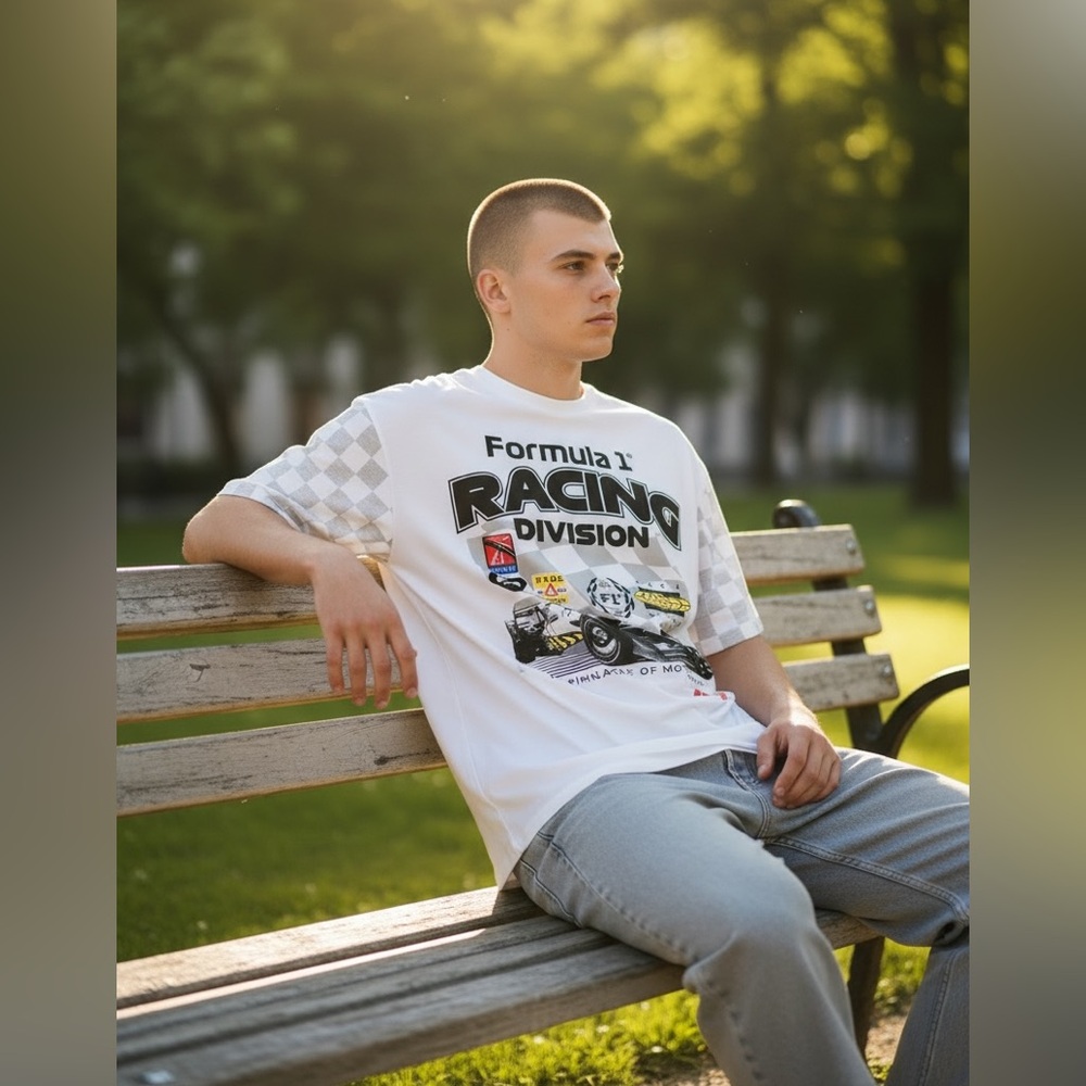 New Racing Formula 1 Division White T-Shirt - Picture 2 of 3